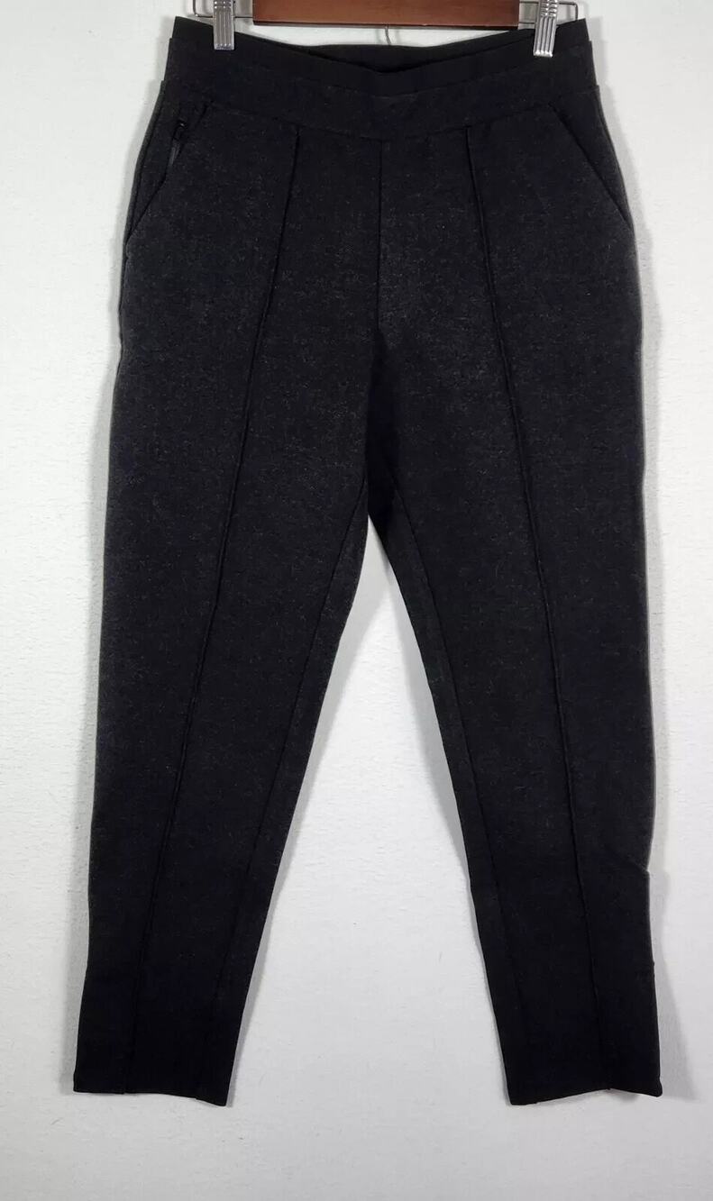 Athleta Venice Heathered Pintuck Pants Womens Small Tall Gray Ankle Zip Casual